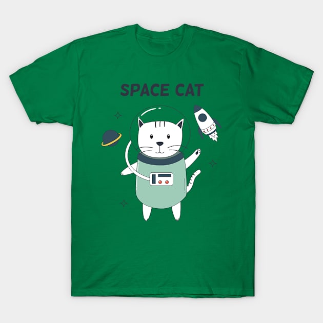 Space cat T-Shirt by white.ink